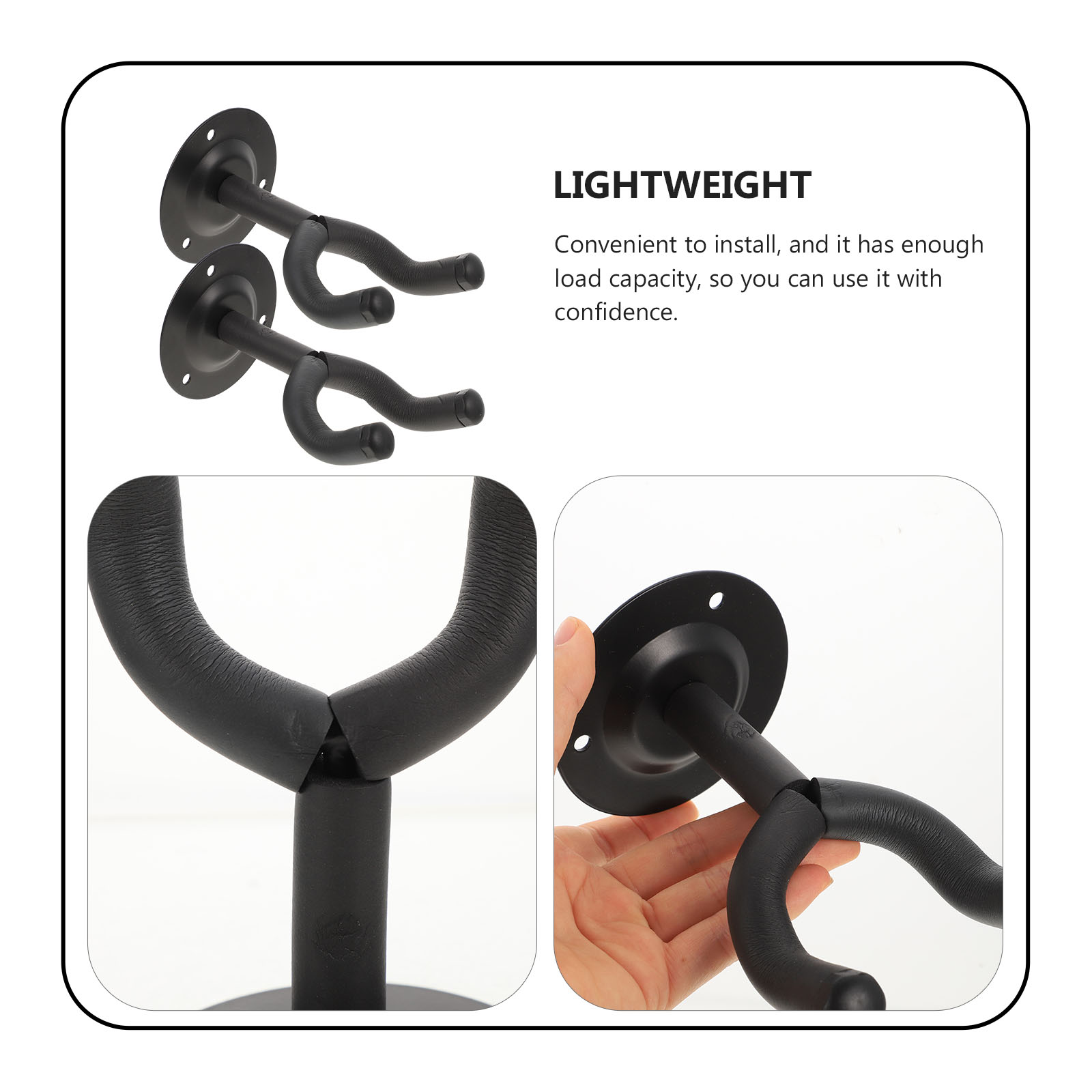 2 Count Guitar Mount Hanger Wall Bass Guitars Mandolin Black