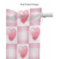 thumbnail image 5 of Watercolor Plaid Red Linen Curtain Valance for Bedroom/Bathroom/Kitchen/Office/Living/Dining Room Windows, Valentine's Pink Love Holiday Rod Pocket Topper Decorative Cafe Drapes Panel 60"x18", 5 of 6