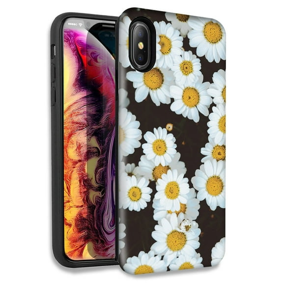 Mundaze Cute Daisy Flower Double Layer Hybrid Case Cover For Apple iPhone X XS