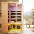 thumbnail image 6 of JERFIT 2-Person Hemlock Corner Sauna with Panoramic Glass Door, Far Infrared Heat, Bluetooth Audio & App Control, 6 of 9