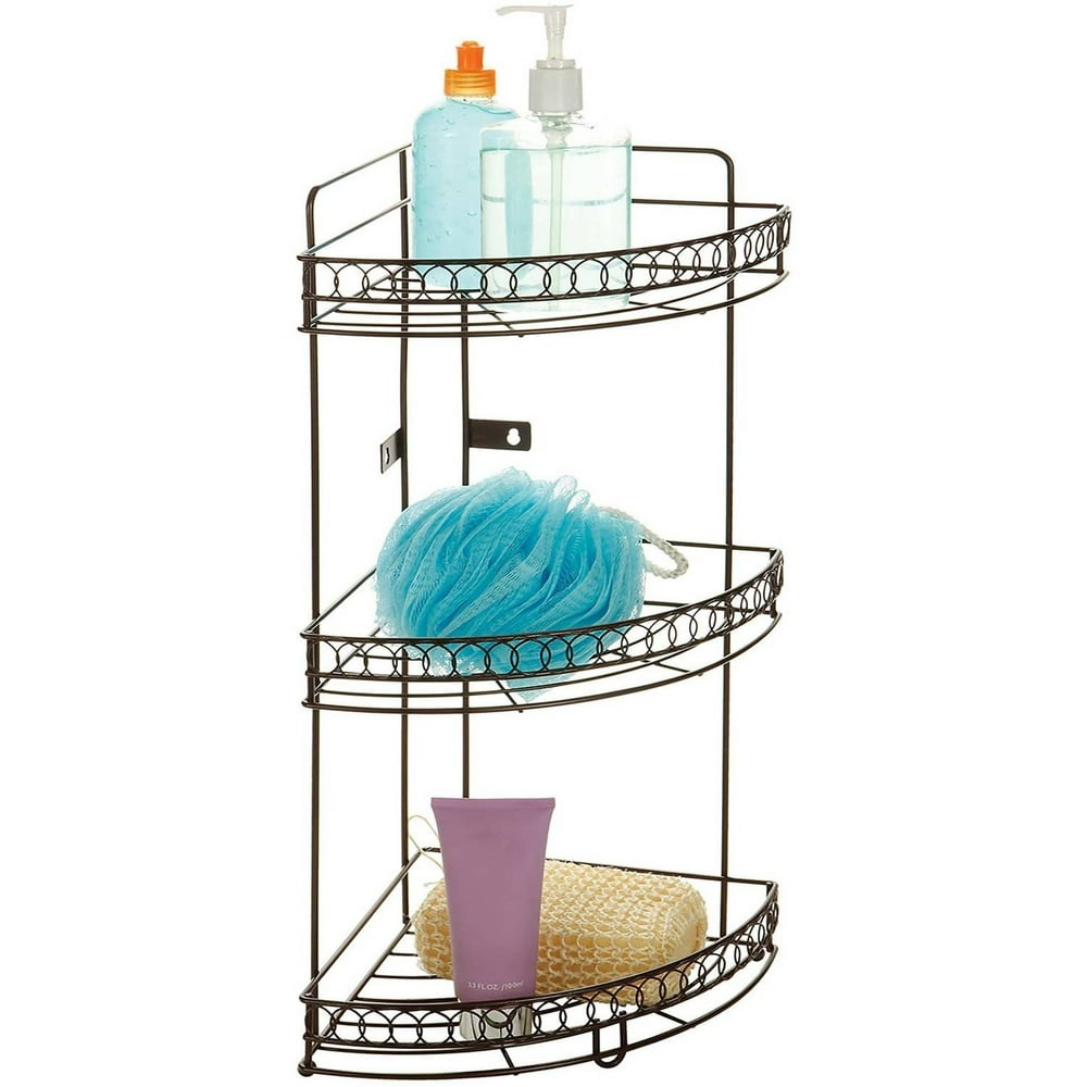 Bath Bliss 3 Tier Corner Bath Shelf in Iron Curls Design