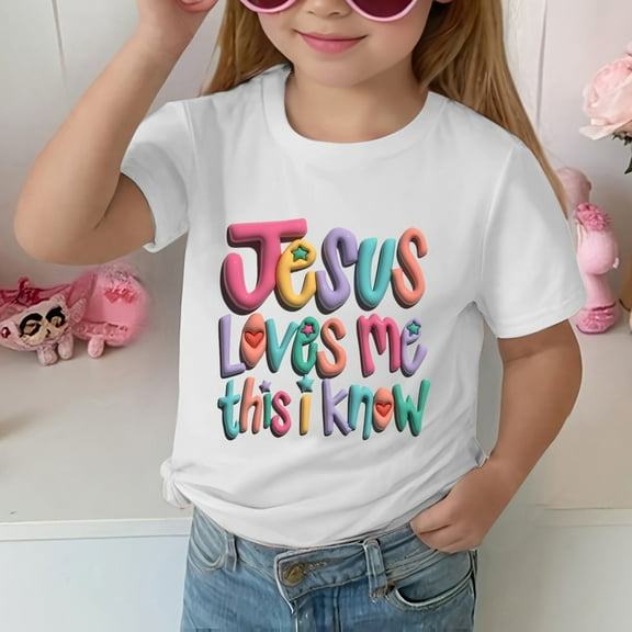 SNKSDGM Girls Shirts for Girls 12 Years Old Shirts for Girls 12-14 Graphic Tee Children's Casual Short Sleeved T Shirt Day Letter Print Round Neck T Shirt 100