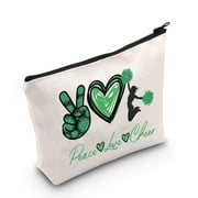 LEVLO Cheerleader Cosmetic Make Up Bag Cheerleading Girls Gift Peace Love Cheer Makeup Zipper Pouch Bag Cheer Team Gift