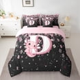 thumbnail image 2 of Manfei Girls Pink Monogrammed Bedding Comforter Set 7-Piece, Personalized Letter D Full Bedding Set, Kawaii Axolotl Cherry Blossoms Fitted Sheet Flat Sheet, Lightweight Room Decor, 2 of 8