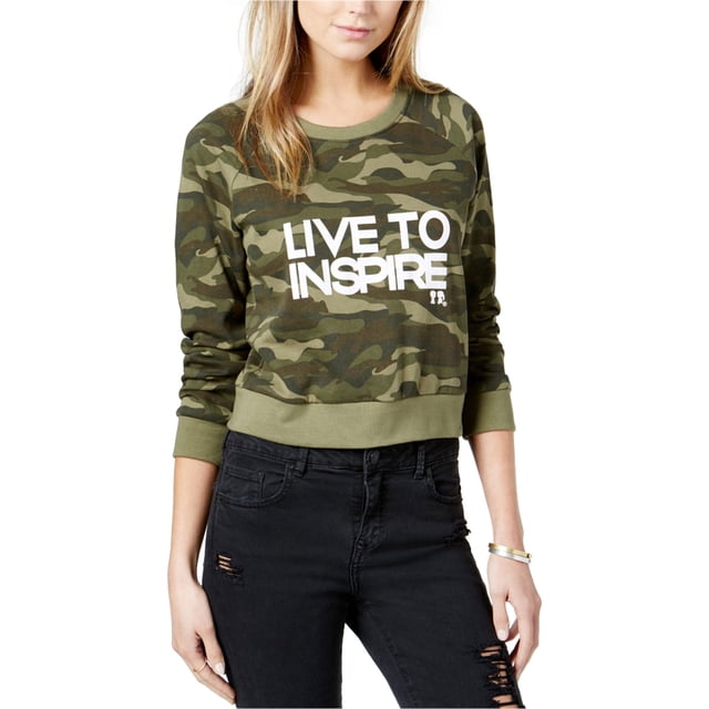 Chico conoce a chica. Sudadera Live To Inspire para mujer, verde, grande