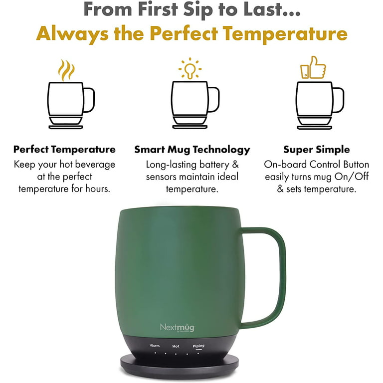 Nextmug - Temperature-Controlled, Self-Heating Coffee Mug (Sage - 14 oz.) 