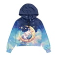 thumbnail image 5 of Xixirimido Cute Cat Moon Starry Sky Pattern Half Zip Sweatshirt for Girls Long Sleeve Pullover Crop Tops with Pocket Kids Hoodie Fall Winter Clothes Size 11-12, 5 of 7
