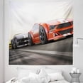 thumbnail image 1 of Cars Tapestry, Sports Car Competing on Highway Chasing Another Team Champion Win Fast Life Image, Fabric Wall Hanging Decor for Bedroom Living Room Dorm, 5 Sizes, Red Grey, by Ambesonne, 1 of 1