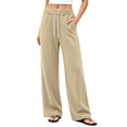 thumbnail image 3 of Oksale Straight Leg Sweatpants for Women Petite Loose Comfortable High Waisted Sweat Pants with Pockets Casual Drawstring Workout Pants Khaki M, 3 of 8