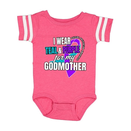 

Inktastic Suicide Prevention I Wear Teal and Purple for My Godmother Gift Baby Boy or Baby Girl Bodysuit