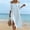*Light Blue, variant on ClodeEU Women's Off The Shoulder 3/4 Sleeve Maxi Dress, Casual Tunic Waist Beach Dress with Side Slit White,Women's Plus L