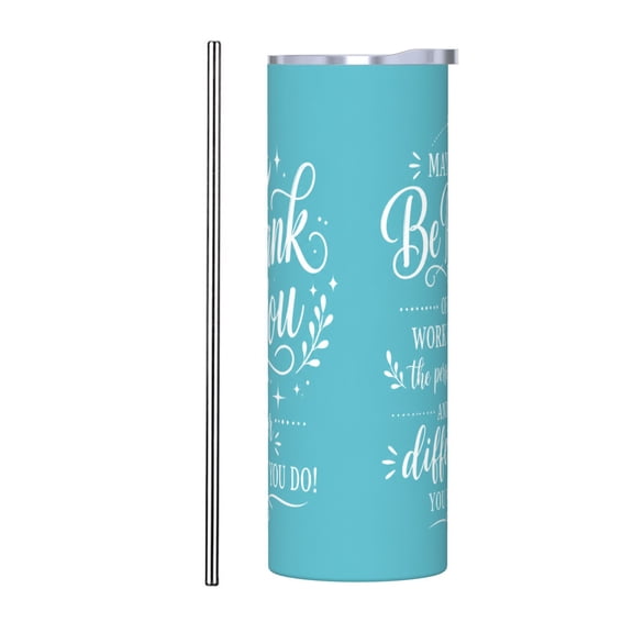 Thank You Appreciation Gift 20oz Insulated Tumbler with Handle and Straw Travel Coffee Cup Car Cup for Women with Stainless Steel Straw