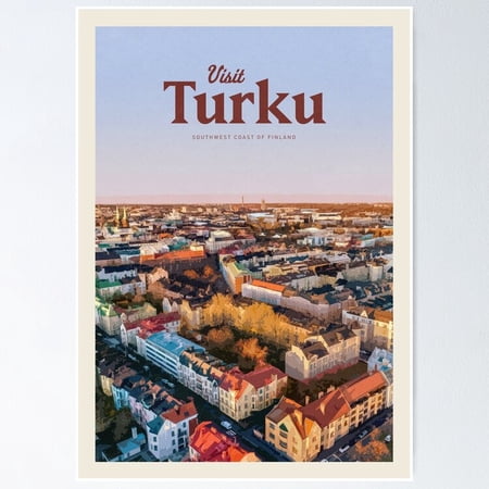Poster Visit Turku - No Framed, Vintage Wall Art, Trendy Retro Print, Positive Quote Poster, Room Decor, Wall Art, Poster Only