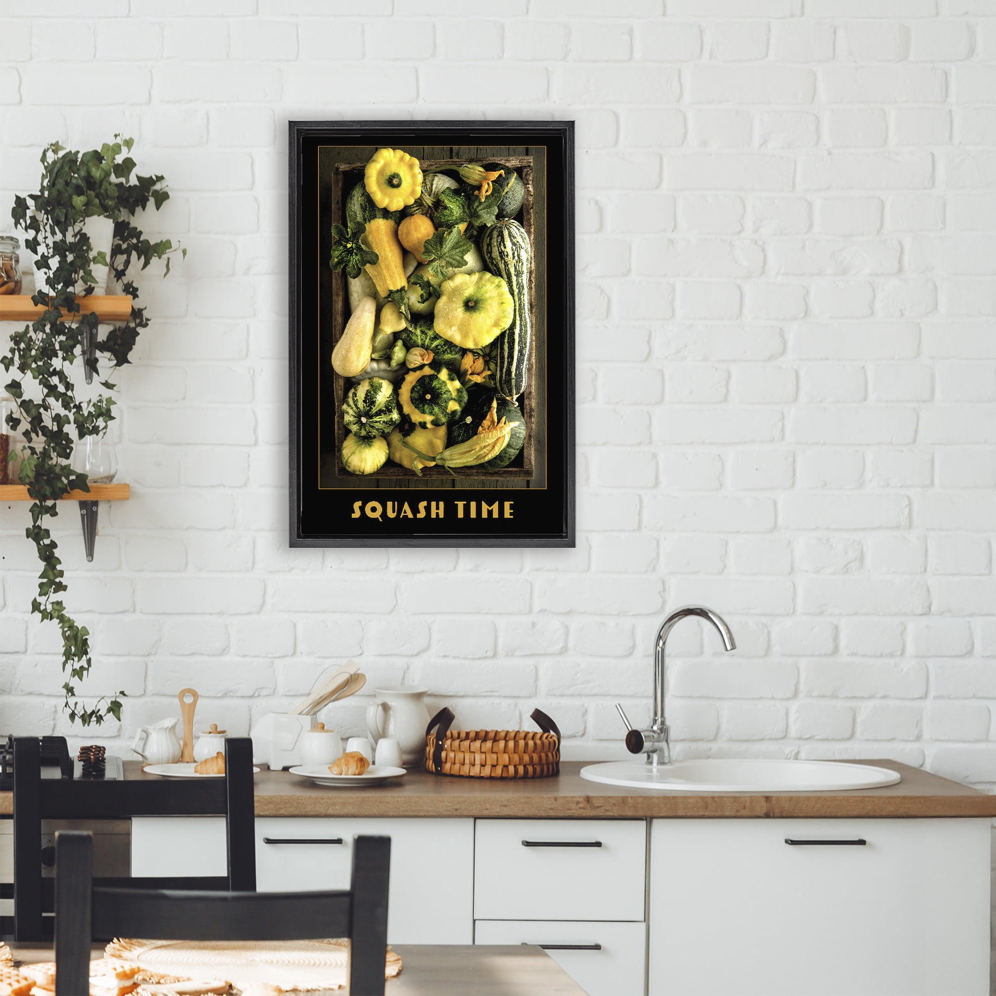 Stupell Industries Squash Time Vibrant Vegetables Black Framed Floater Canvas Wall Art, design by Carl Kravats