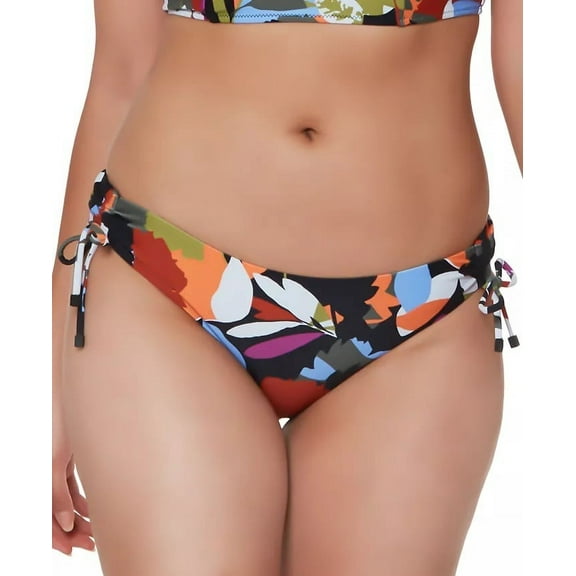 Bar III Women's Printed Side Shirred Hipster Bottoms Swimsuit Green Size Large