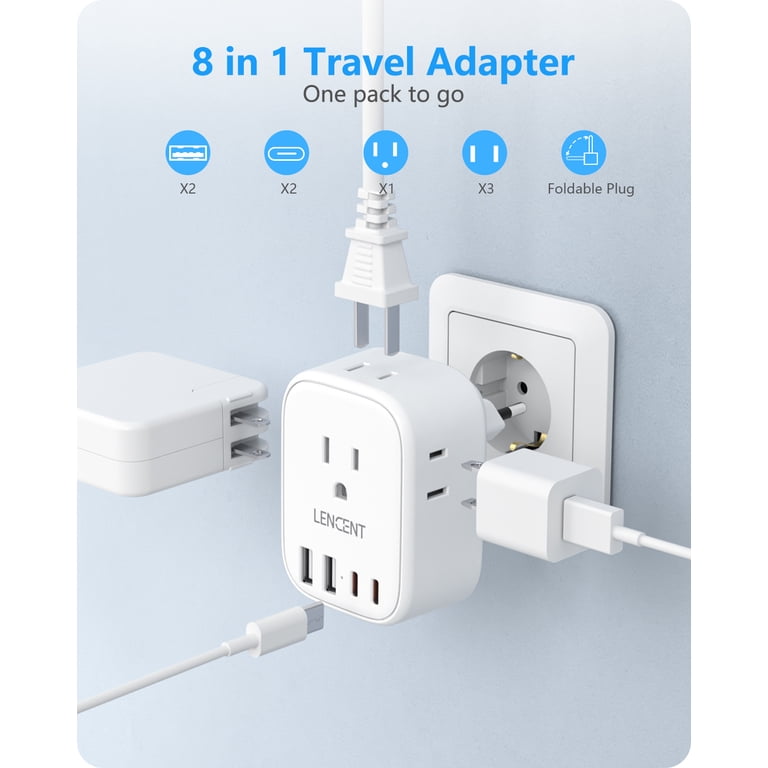 LENCENT 8-in-1 European Travel Plug Adapter photo 2