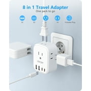 LENCENT European Travel Plug Adapter,International USA to EU outlet adapter with 2 USB 2 Type-C,Foldable Power Plug adapter,8 in 1 usb c wall Charger