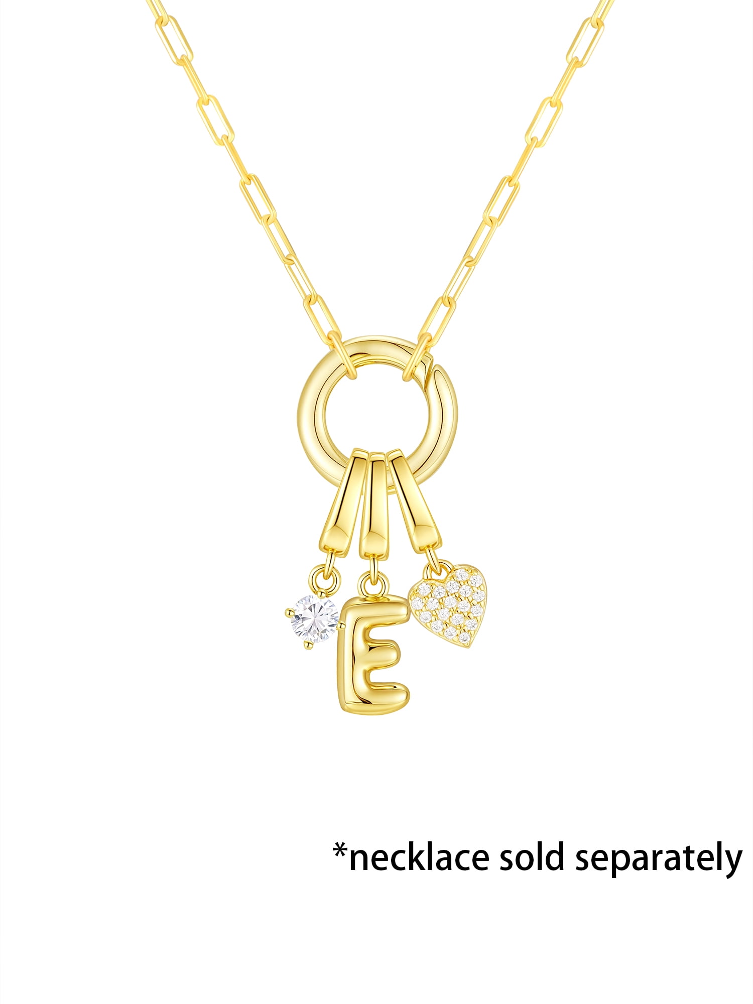 Brilliance Fine Jewelry Simulated Diamond Initial E Charm Set in 14KT Gold Plated Sterling Silver