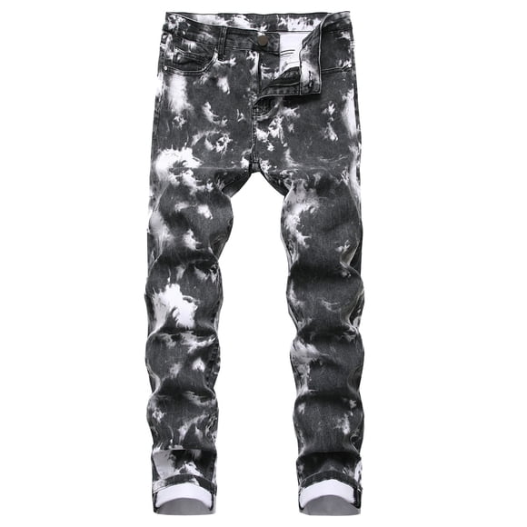 Men's Jeans Men's Fashion Oversized Ripped Slim Jeans Pants Breathable Denim Trousers Jeans Homme Black 34