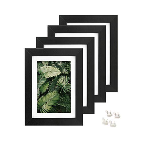 Afuly 5x7 Picture Frame Matte Black with White Mat for 4x6 Photo Wall