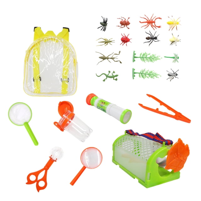 MasteelfCA 22Pcs Insects Toys Set with Telescope Insect Net Outdoor Insect Observation Box Capture Kit Kids Scientific Educational Toys (Insects and Capture Box)