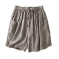 thumbnail image 2 of asjyhkr Womens Shorts Linen with Pockets Drawstring Elastic Waist Lightweight Breathable Home Lounge Pajama Shorts, 2 of 3