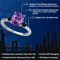thumbnail image 2 of Gem Stone King 14K White Gold Purple Amethyst and Black Onyx Engagement Ring for Women | 2.50 Cttw | Oval 10X8MM | Gemstone February Birthstone | Size 5, 2 of 6