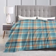 thumbnail image 4 of DouZhe Ultra-Soft Micro Fleece Lightweight Flannel Bed Blanket, Classic Orange Blue Plaid Print Cozy Warm Throw Blankets, 40"x30", 4 of 7