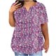 thumbnail image 1 of Camisetas Casuales de las Mujeres Largo Casual Impreso Cuello Redondo Suelto Top, Camiseta de Verano de Manga Corta, 1 of 4
