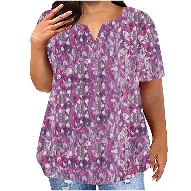 Birdeem Blouses pour Femmes T-Shirt à Manches Courtes Imprimé Décontracté Col Rond Ample