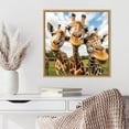 thumbnail image 3 of Kate and Laurel Sylvie Funny Animal Giraffe Selfie Framed Canvas Wall Art by The Creative Bunch Studio, 22x22 Natural, Funny Cute Animal Art for Wall, 3 of 7