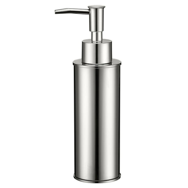 Dispensador de jabón para encimera de acero inoxidable, botella plateada para desinfectante de manos para cocina, baño y encimera
