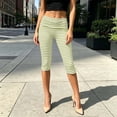 thumbnail image 4 of Mifsaly Fitted Capri Pants Women Striped High Waisted Capris Lightweight Soft Stretch Everyday Casual Cropped Pants Army Green,M, 4 of 7