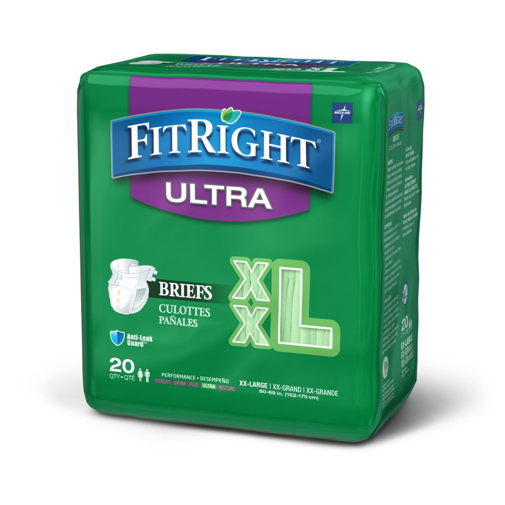 Medline FitRight Ultra Disposable Briefs, XXL 20 Count