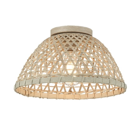 

Trade Winds Briar 1 Light Ceiling Light in Matte Black and Natural Rattan