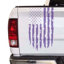 Distressed American USA US Flag Truck Tailgate Vinyl Decal Compatible with most Pickup Trucks - EUA Flag Rear Graphic Car Sticker (11" x 20", Lavender)