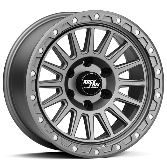 RockTrix RT113 17 inch Wheel Compatible with Chevrolet Colorado Silverado 1500, 6x5.5 Rim 6x139.7 Wheel, 17x9, -12 Offset, 4.5 Backspace, Also Fits GMC Canyon Sierra 1500, Gunmetal