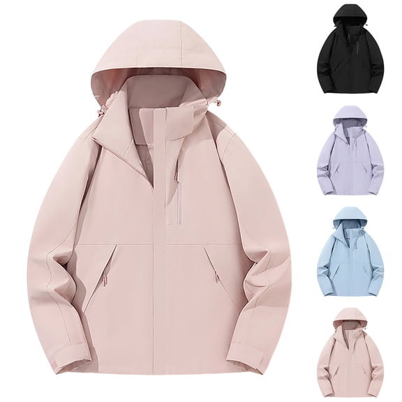 HVOBTTY Women's Fashion Clothing, Rain Jacket Women, Women's Solid Color Detachable Cap Breathable Thin Sunscreen Coat Jacket Light Blue M