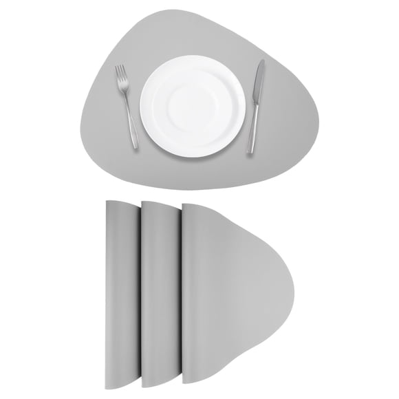 4 Pcs Manteles Individuales de Cuero Sintético para Mesa de Cena, Manteles en Forma de Gota Resistentes al Calor (Gris)