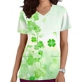 thumbnail image 2 of BiZtdJrK St Patrick's Day Scrub Tops for Women Short Sleeve V-Neck Printed Scrubs Top Holiday Medical Nursing Uniforms Going Out Outfits Mint Green XL Prime By Hour, 2 of 6