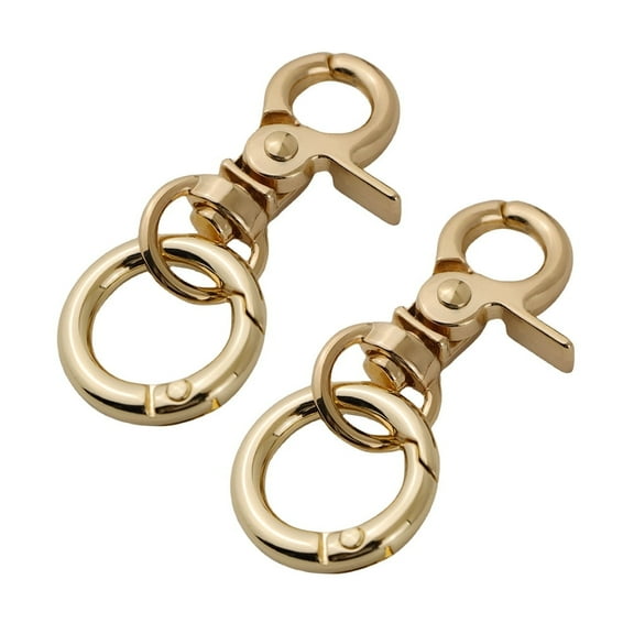 2set Clasps with Spring Ring，Lobster Clasp Keychains,Swivel Trigger Snap Hook Purse Lanyard Clips for DIY Leather Craft(Gold)