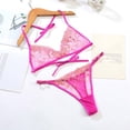 thumbnail image 2 of Gibobby Conjuntos de bragas de encaje Bordado de malla de encaje sexy para mujer con conjunto de sujetador con correa de lencería de estilo francés(Rosa caliente, M), 2 of 5