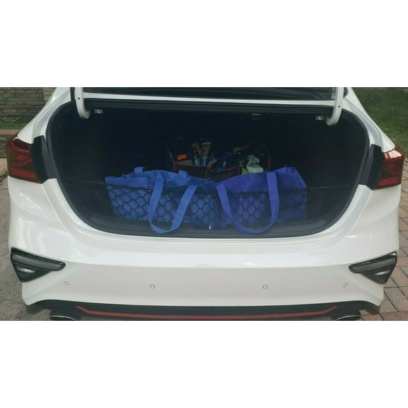 EACCESSORIES EA Trunk Organizer Cargo Net for KIA Forte 2010-2023 – Envelope Style Cargo Net for Sedan – Premium Mesh Elastic Car Trunk Organizer Vehicle Carrier Storage – Compatible KIA Forte