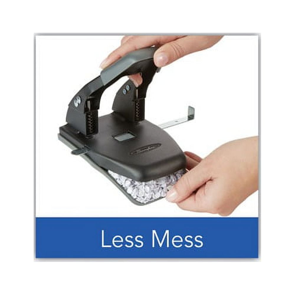 28-Sheet Comfort Handle Steel Two-Hole Punch 1/4" Holes, Black/Gray