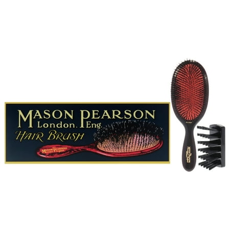 Extra Large Pure Bristle Brush - B1 Dark Ruby by Mason Pearson for Unisex - 2 Pc Hair Brush and Cleaning Brush