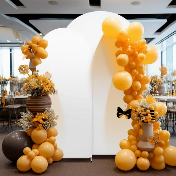 Studyset Wedding Arch Cover Set of 2,Arch Backdrop Cover 6.6FT,5.9FTSpandex Fitted Arch Cover,Round Top Chiara Arch Backdrop Stands Cover for Birthday Party Ceremony Banquet Decoration