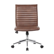 Boss Office Products Vinyl Armless Hospitality Task Chair with Casters, Brown