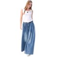thumbnail image 3 of Extra Wide Leg Denim Pants for Women Long Jeans Elastic Waist with Pockets Loose Casual, 3 of 7