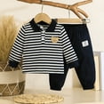 thumbnail image 2 of Vividxx Toddler Boy Clothes Boys Outfits & Sets Fall Striped Shirt And Pants Outfit With Embroidery For Toddlers Comfortable Casual Wear 18-24 Months, 2 of 9