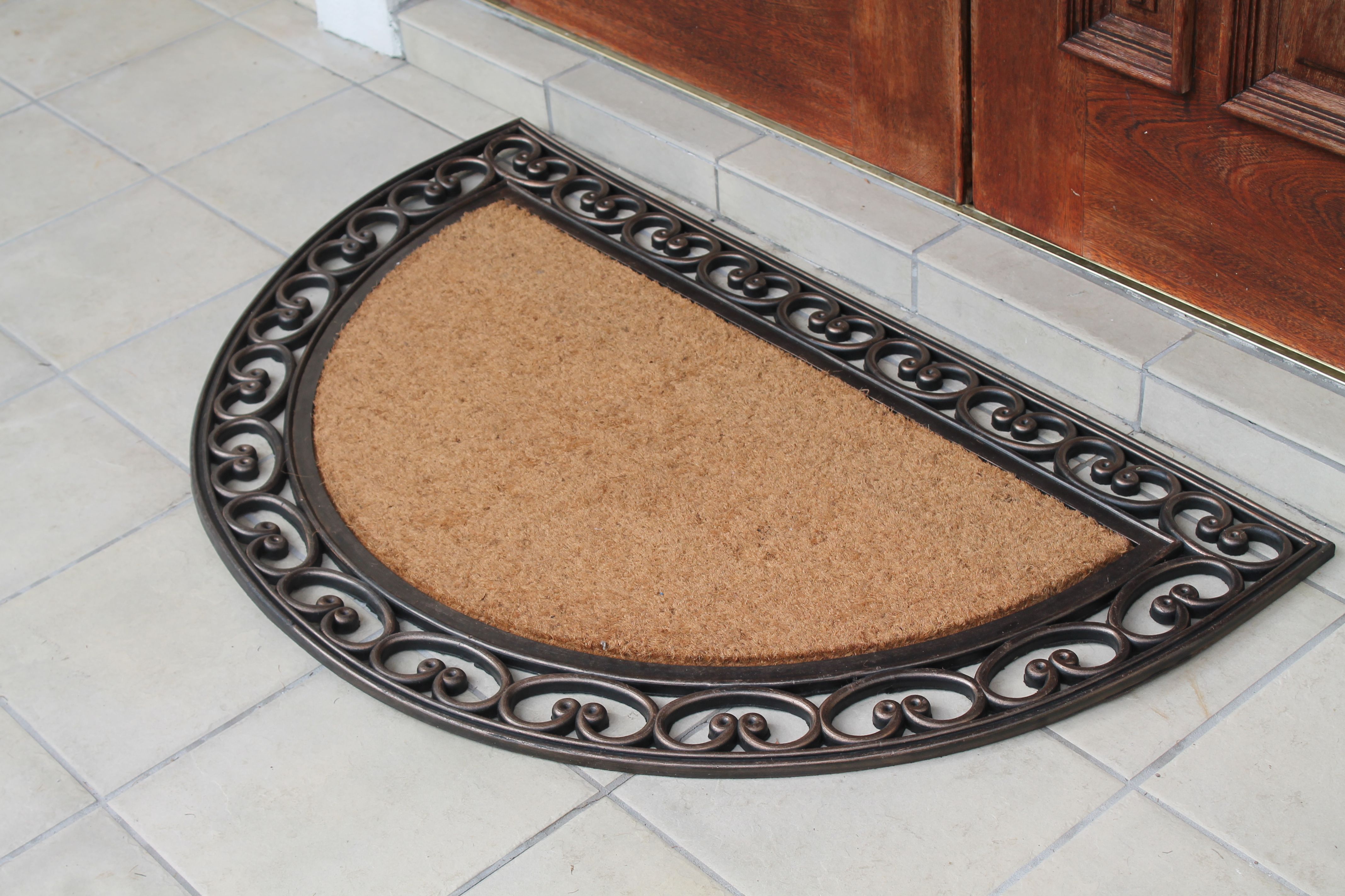 A1 Home Collections Half Round Double Doormat for Outdoor Entrance Front Door Mat 30"x48", Bronze-Border